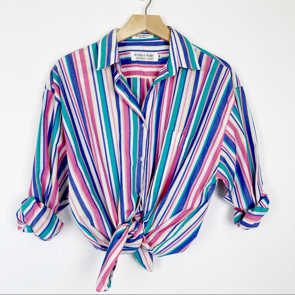 Vintage 90s striped multi colour button down shirt